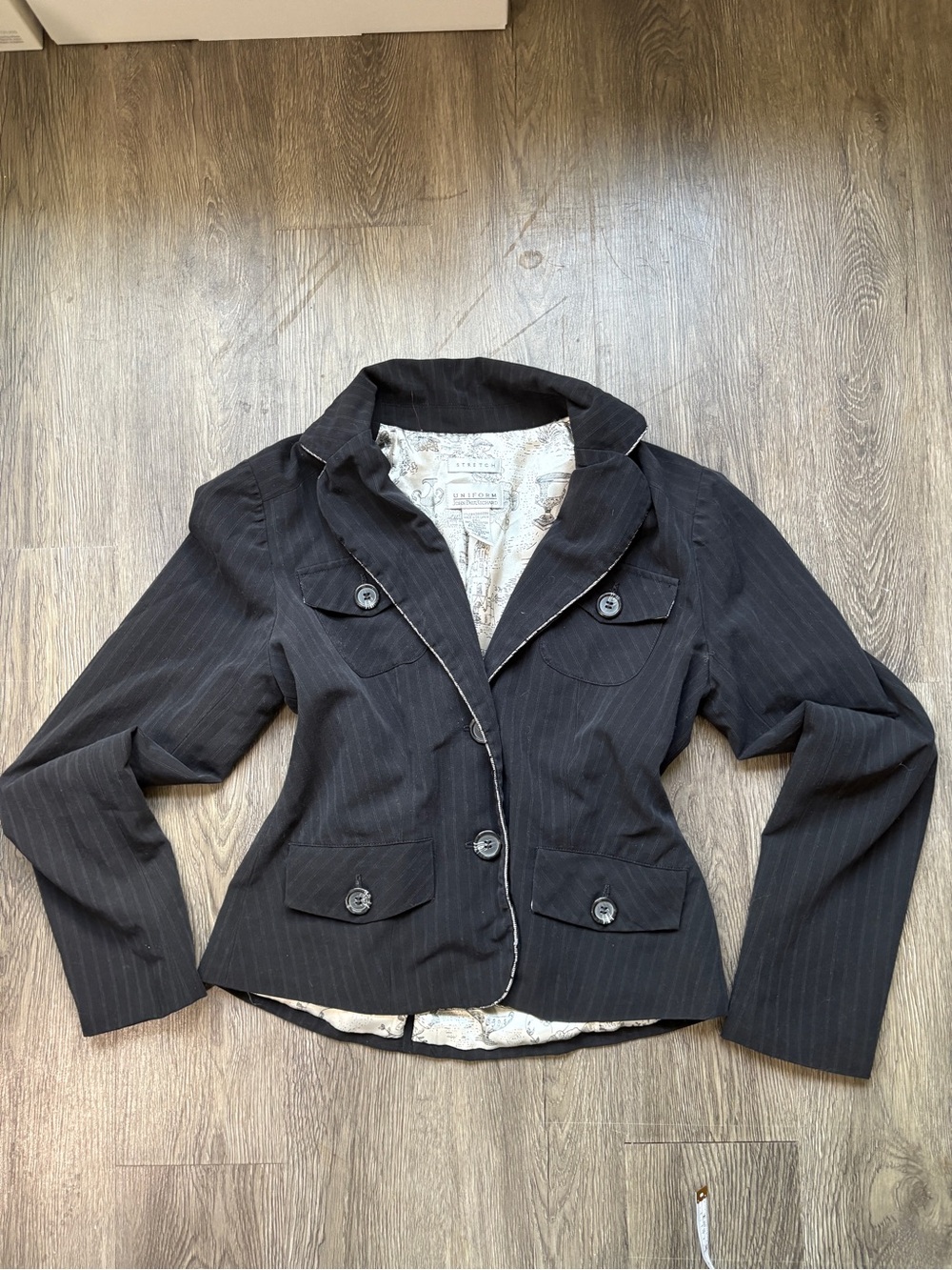 Tailored Women's Black Pinstripe Blazer Jacket -